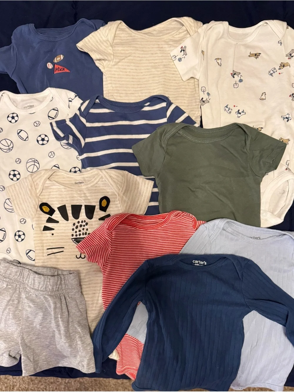Baby Onesie Bundle - Navy, Olive, Red & Neutral Mix